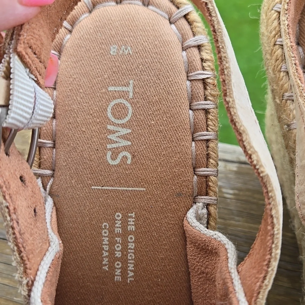 TOMS Monica Natural Canvas Women's Wedge Heel Sandals 8 - Picture 2 of 6